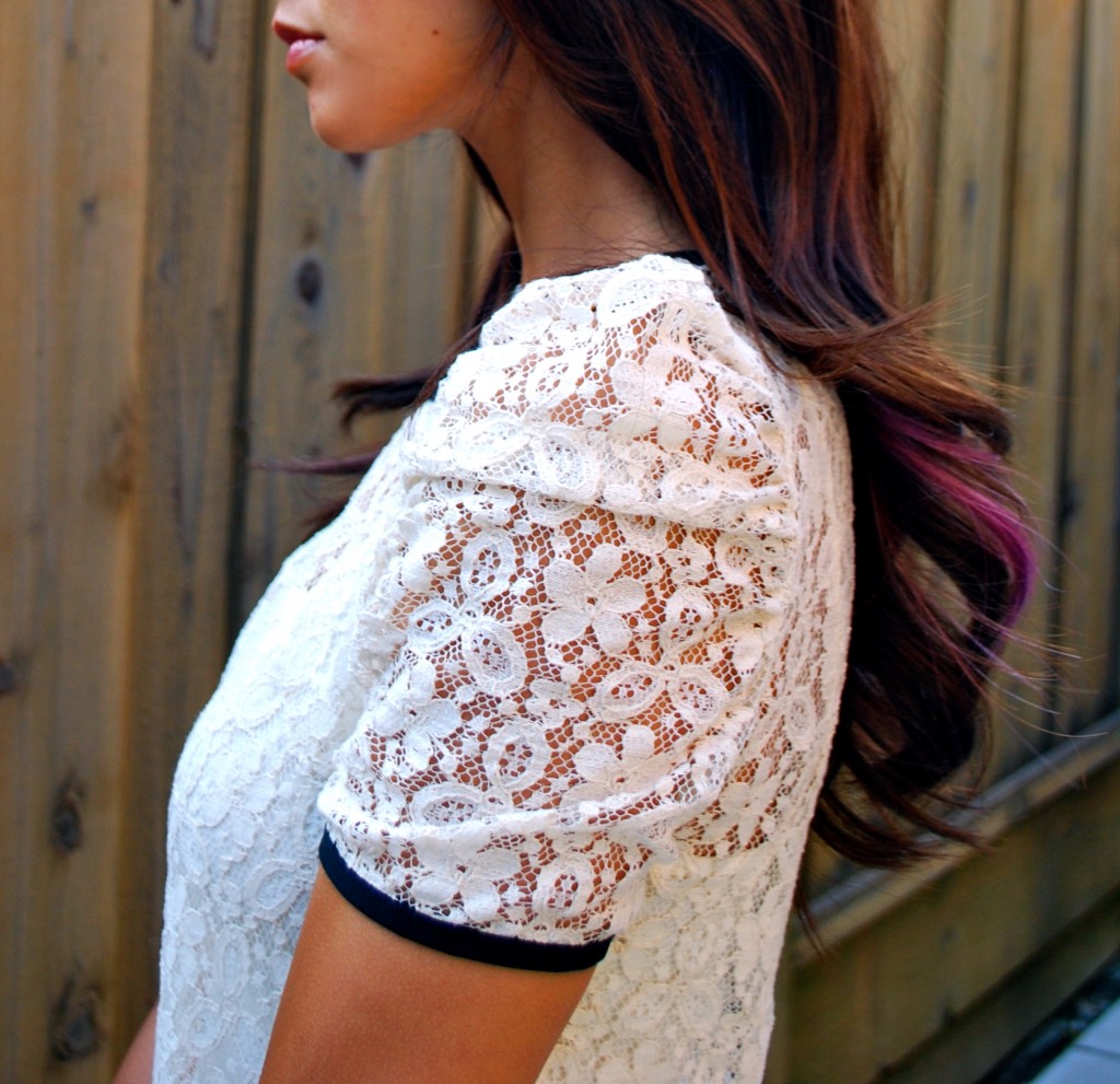 Lace top with black trim