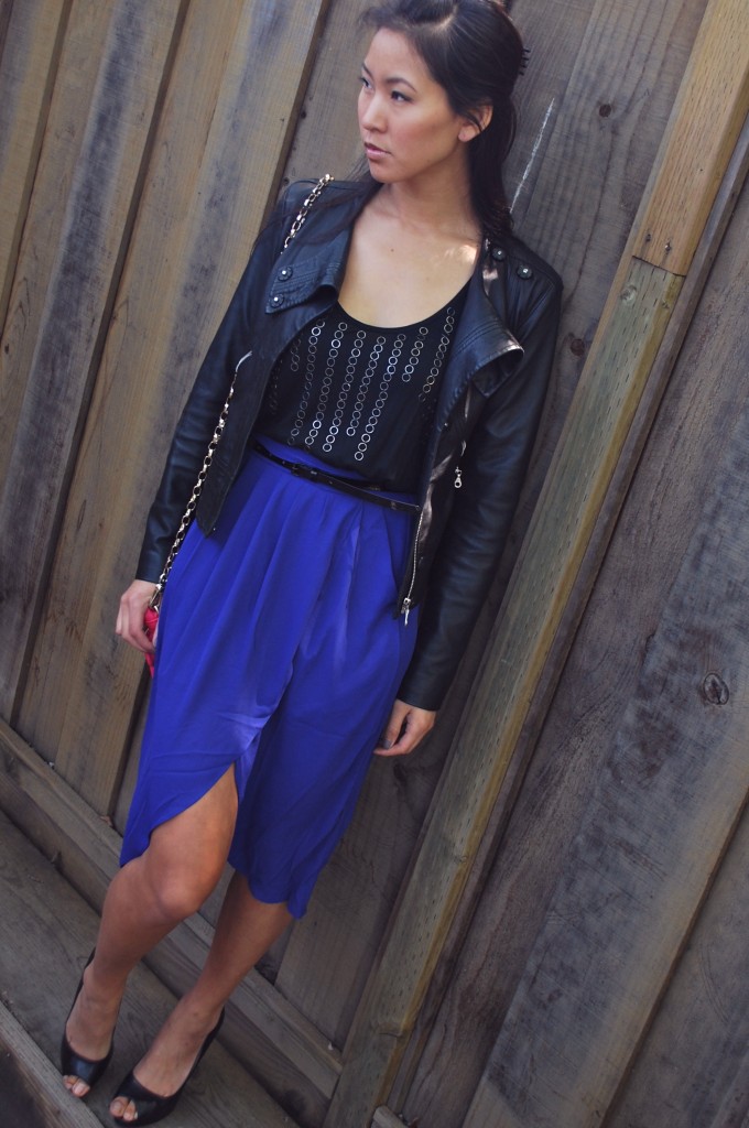 Leather Motorcycle Jacket and Tulip skirt