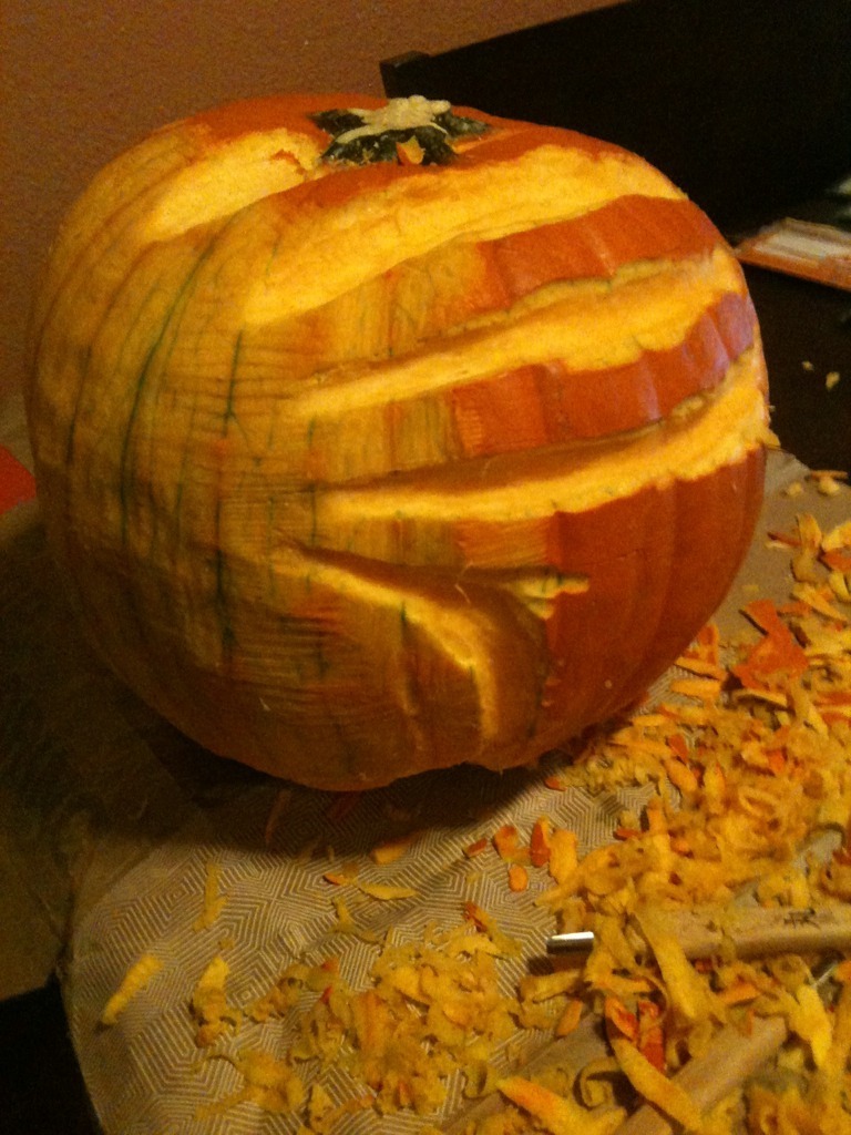 Facehugger Pumpkin progress