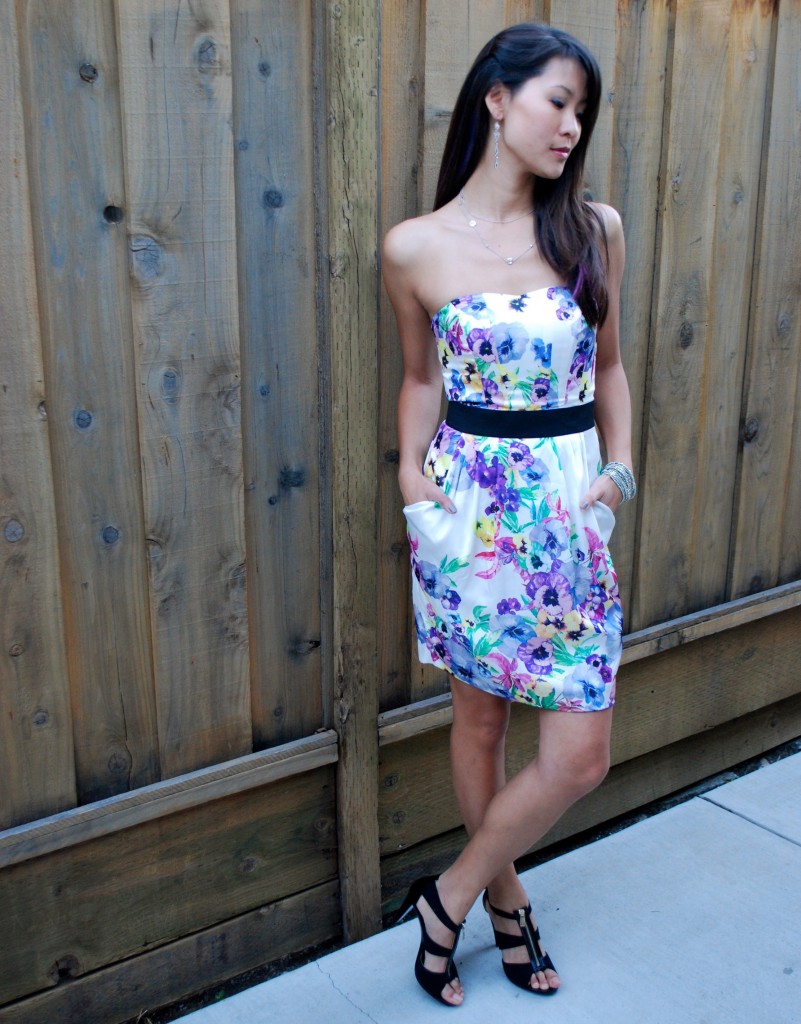 H&M Floral Strapless Dress