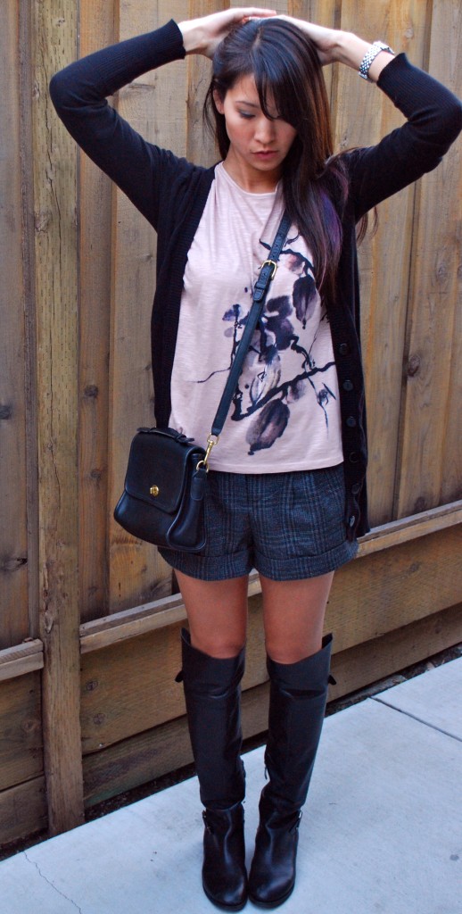 outfit - plaid shorts and boots