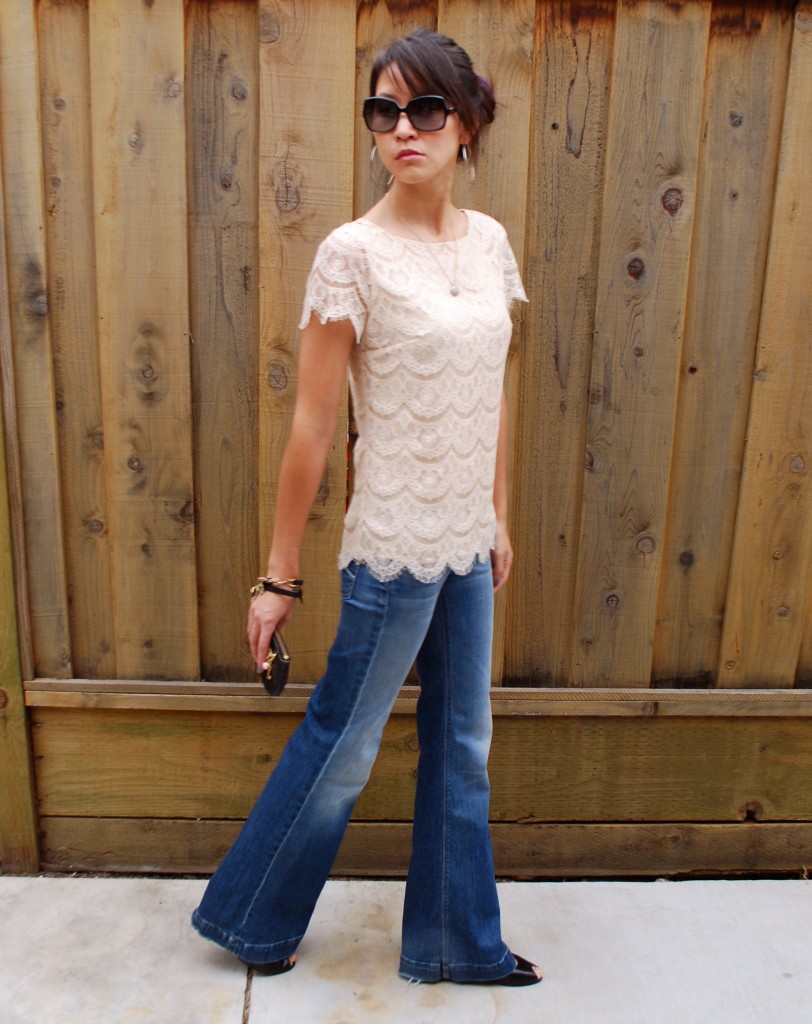 Sabine Vintage Lace Blouse and Wide Leg Jeans