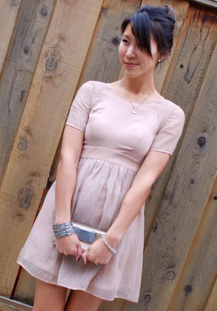 BCBGeneration Sheer Blush Pink Empire Waist Dress