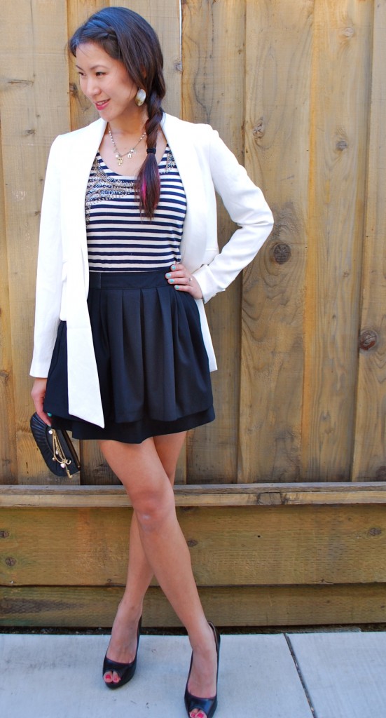 leifsdottir white blazer skirt outfit