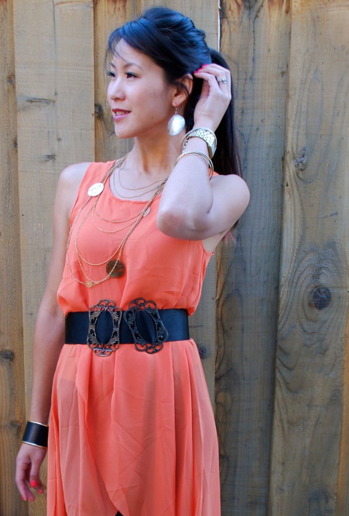 Sheer Orange Dress and Dolce Vita Boots