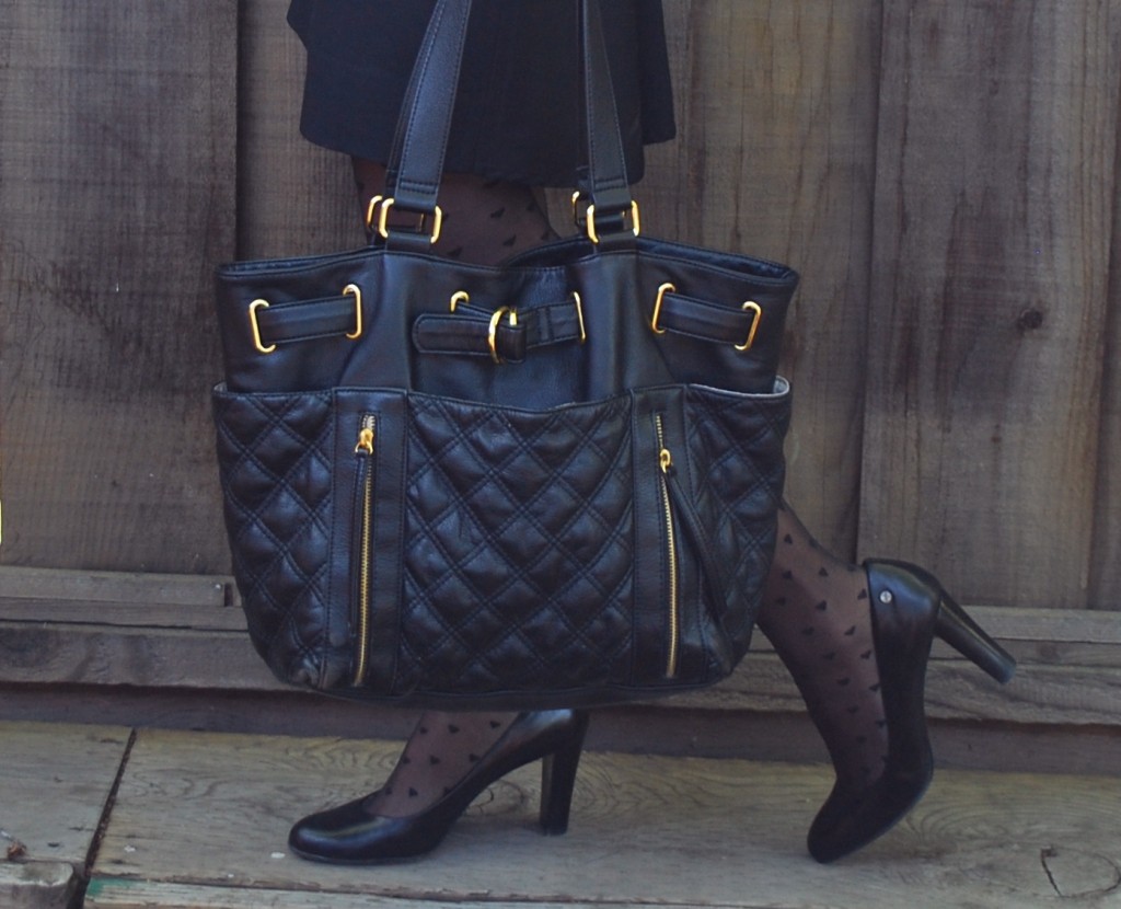 Shibuya 109 Black Quilted Bag and Calvin Klein Olive Pumps