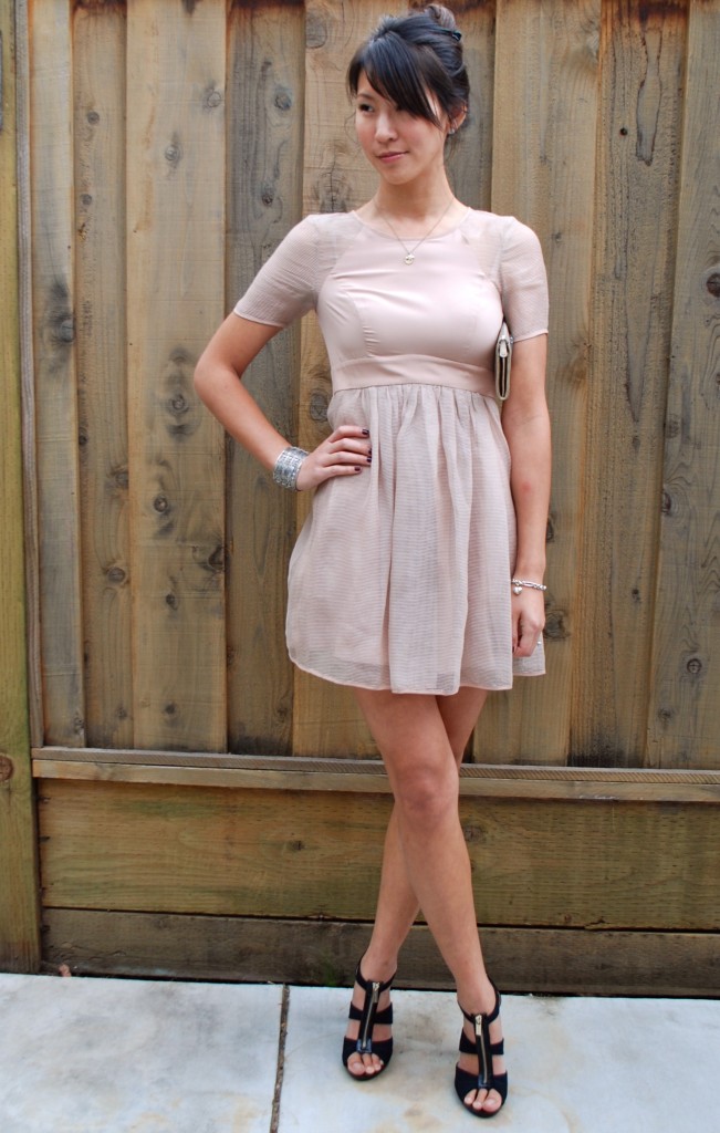 BCBGeneration Sheer Blush Pink Empire Waist Dress