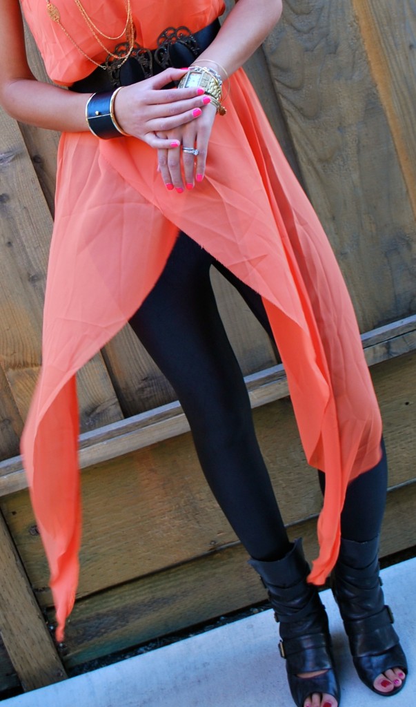 Sheer Orange Dress and Dolce Vita Boots