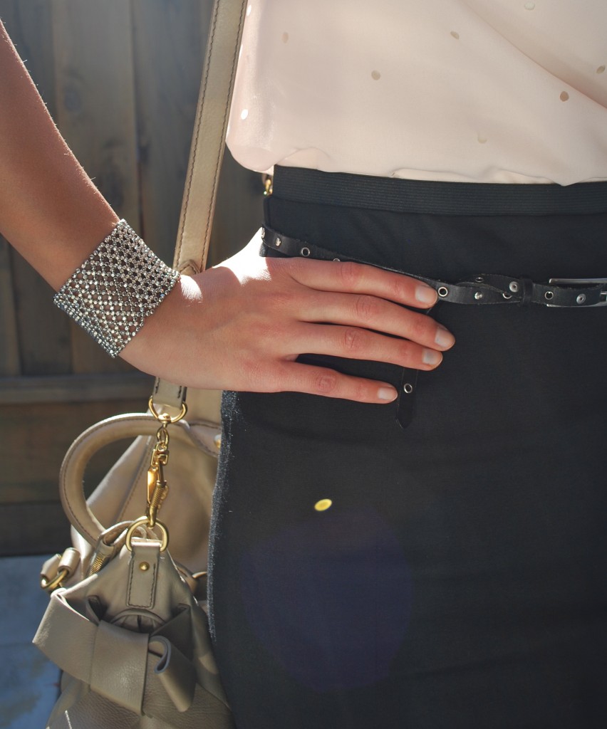 Pencil Skirt and Studded skinny belt