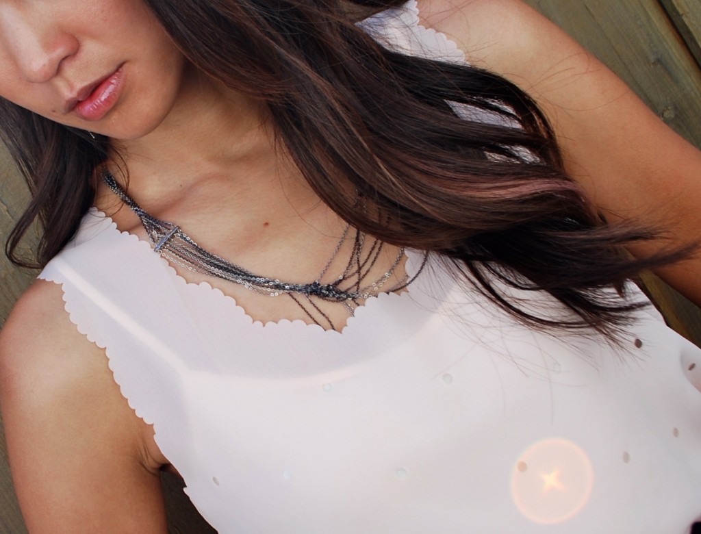 Scalloped Sheer Blush Pink Tank