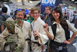 Female Han Solo, Luke Skywalker, and Yoda Cosplay - San Diego Comic Con 2012