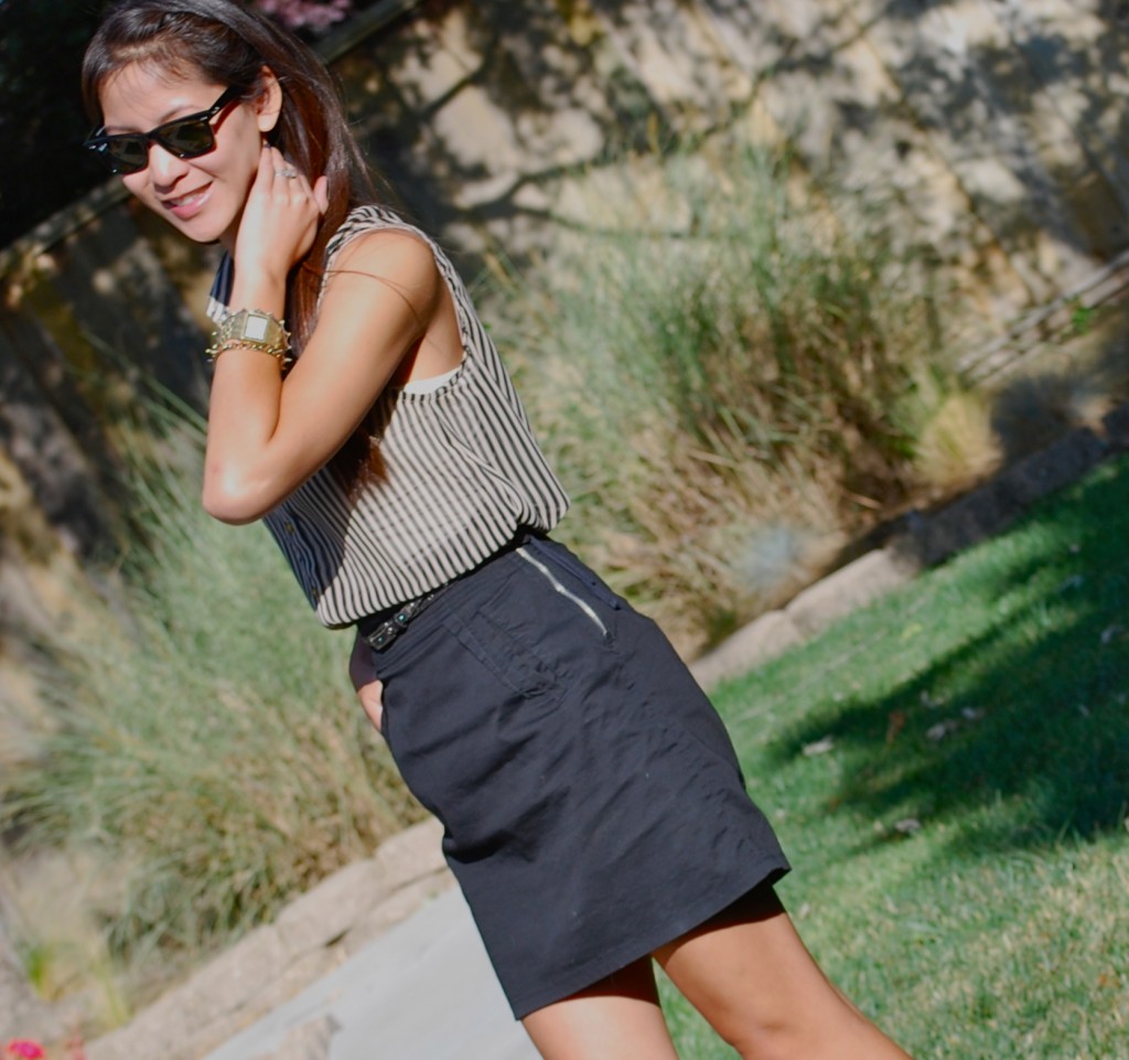 Vertical Striped top outfit