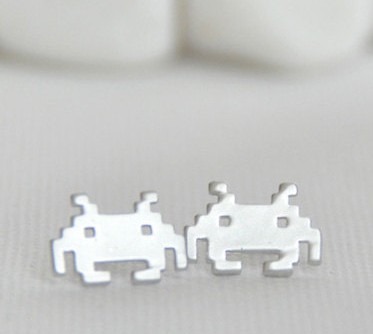 space invader earrings