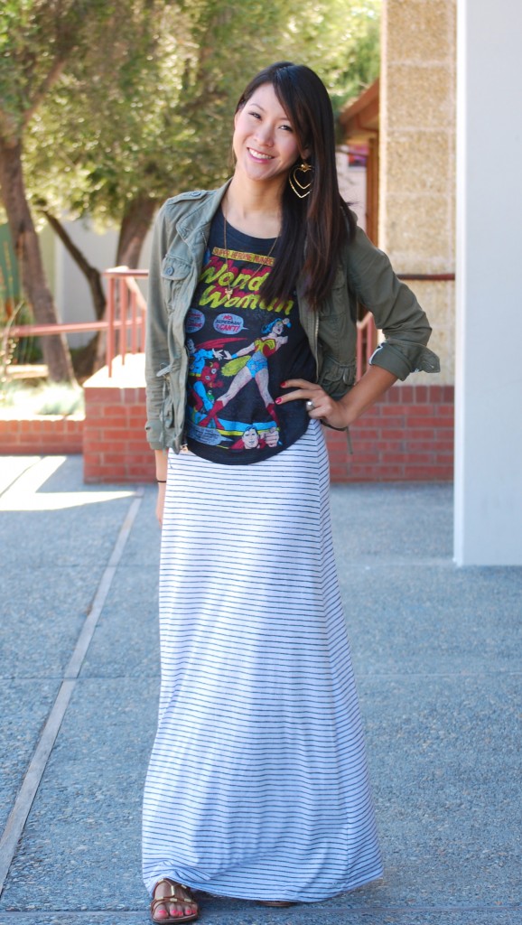 Wonder Woman shirt and Maxi Skirt outfit