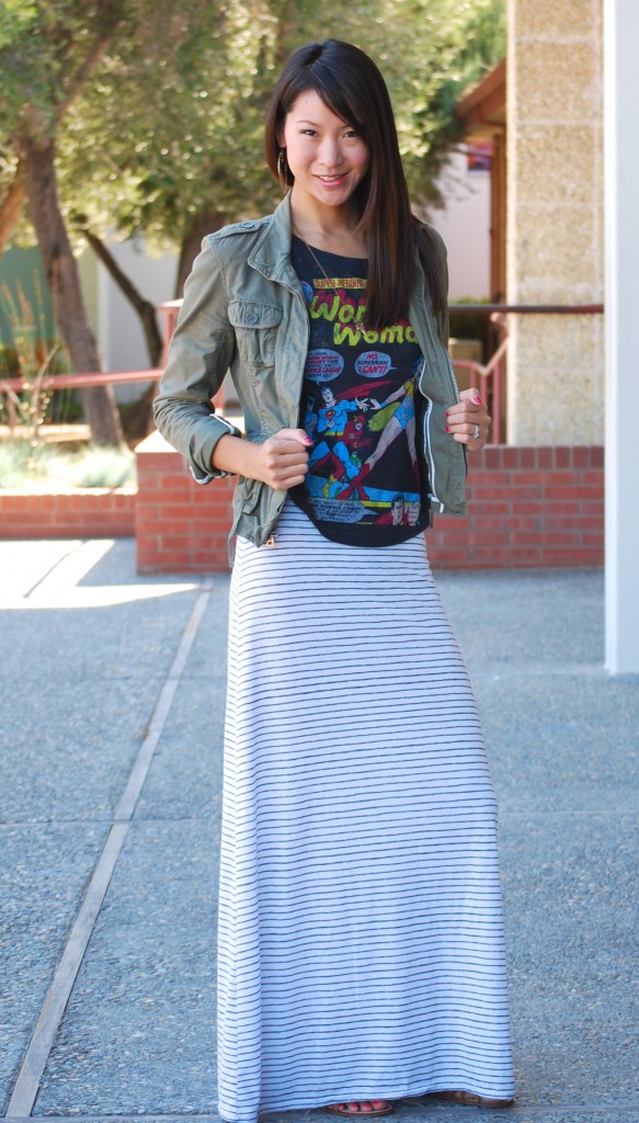 Wonder Woman shirt and Maxi Skirt outfit