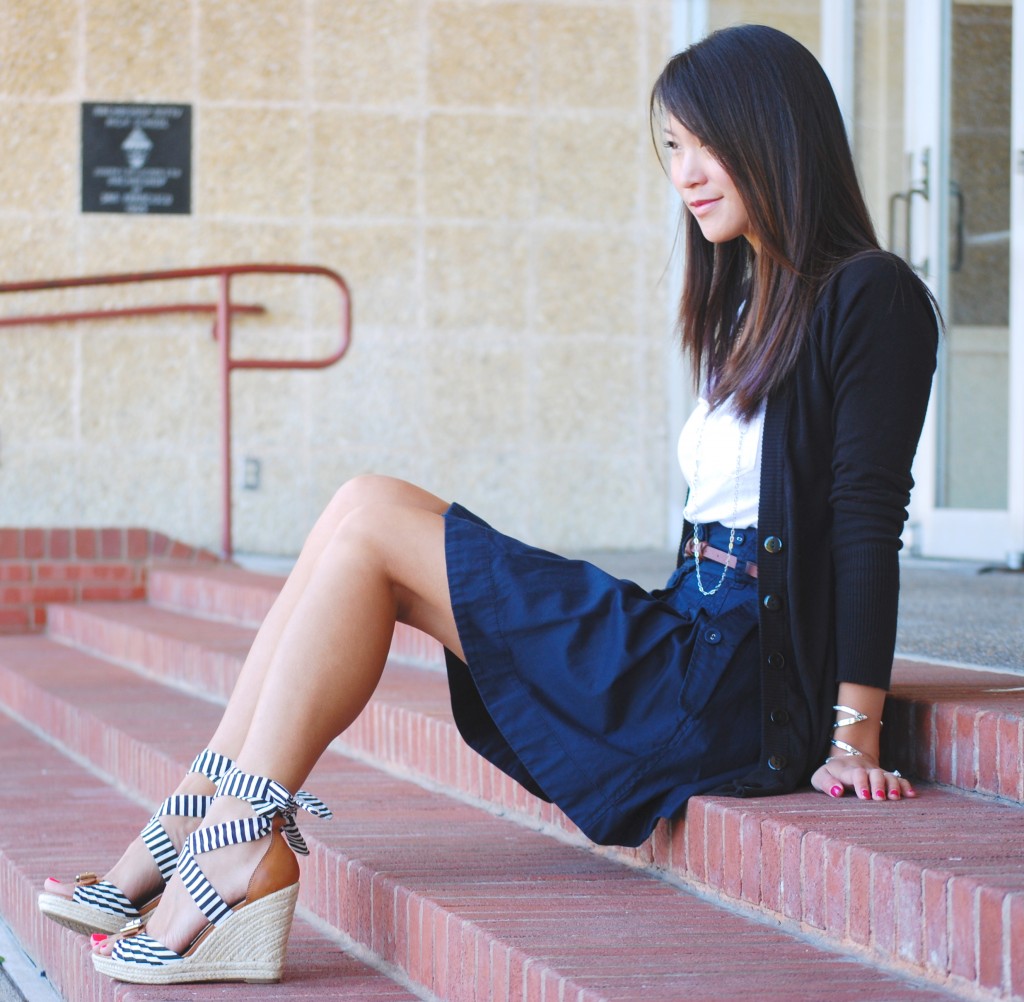 French Connection Nautical Skirt and LA Made Cardigan