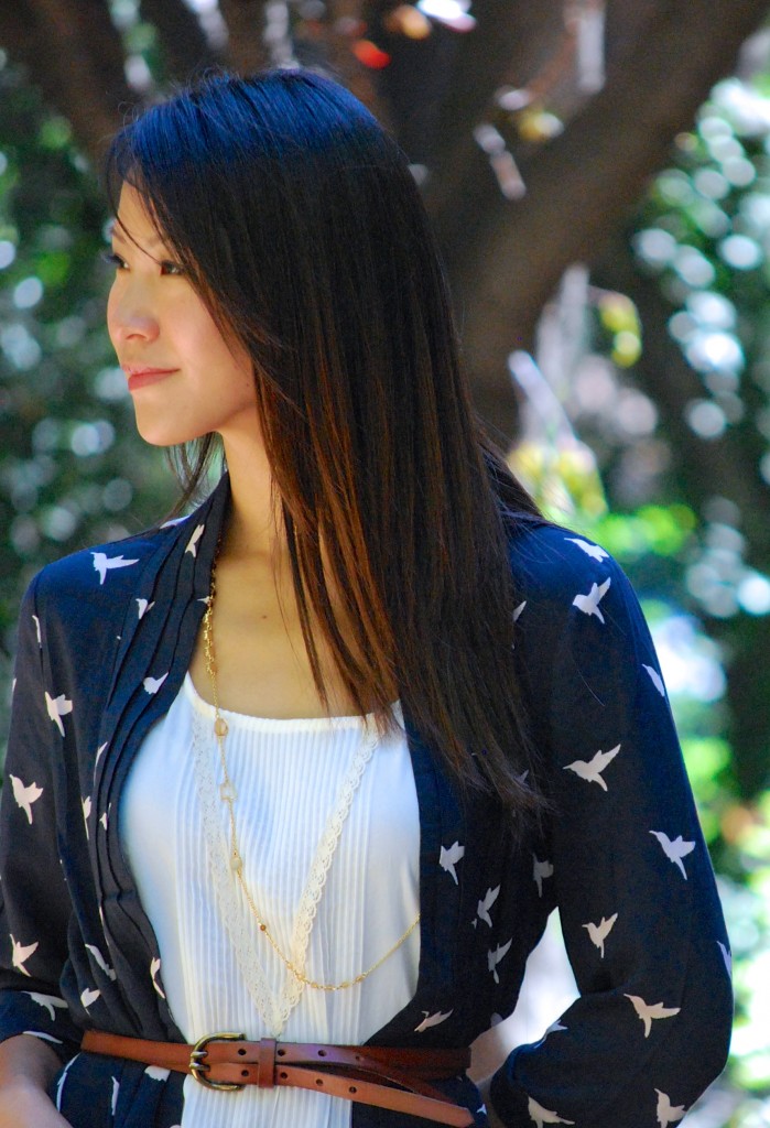 Bird Jacket and Pleated Tank Outfit