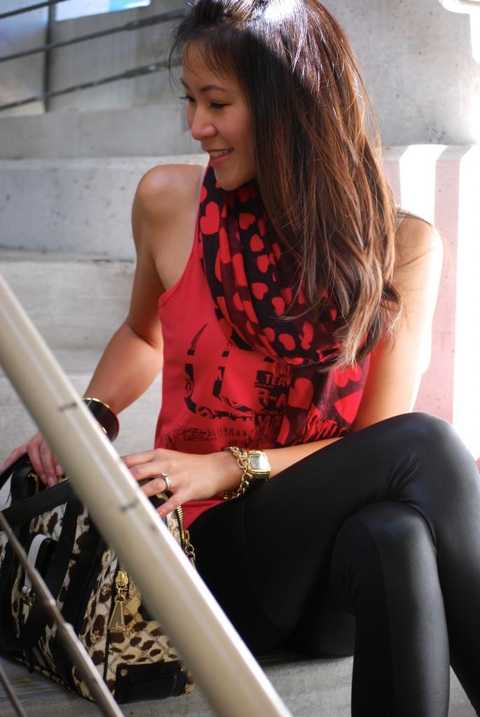 Spiderman Tank and heart print scarf with Cheetah/Leopard LAMB Purse