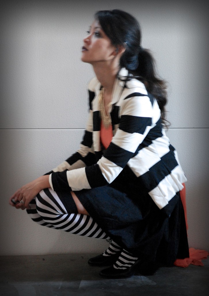 Tim Burton inspired Orange Black Halloween outfit - Striped Blazer and Tights