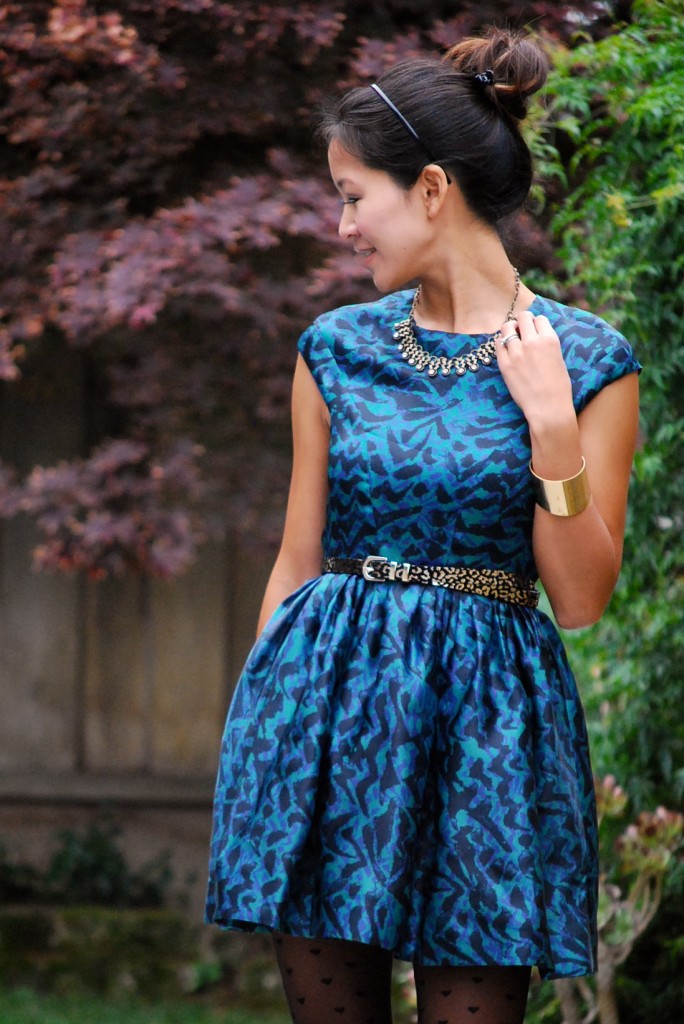 Abstract Print Silk Topshop Turquoise Tulip Dress