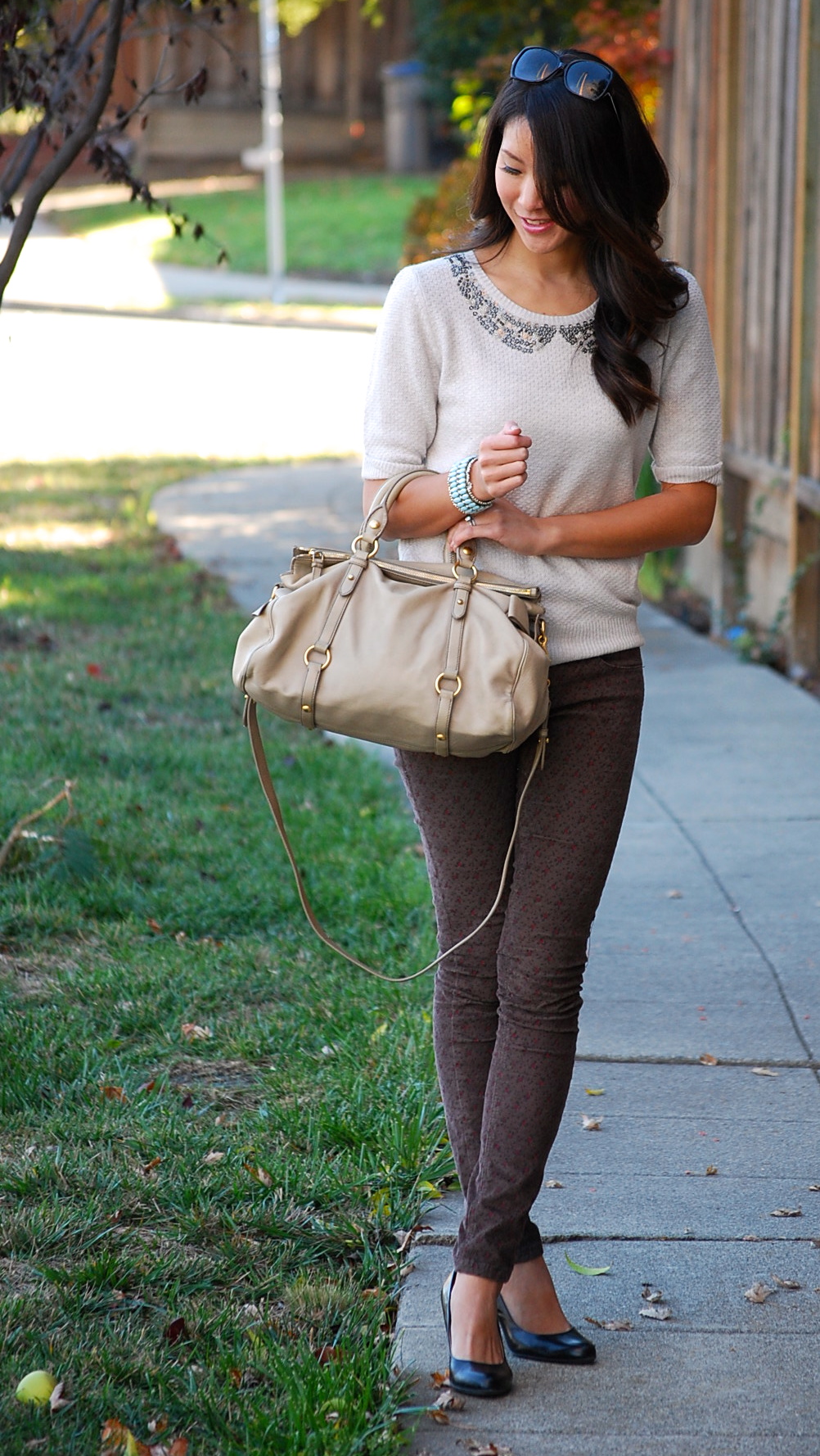 Free People City of Dreams Sweater and Floral Corduroy pants