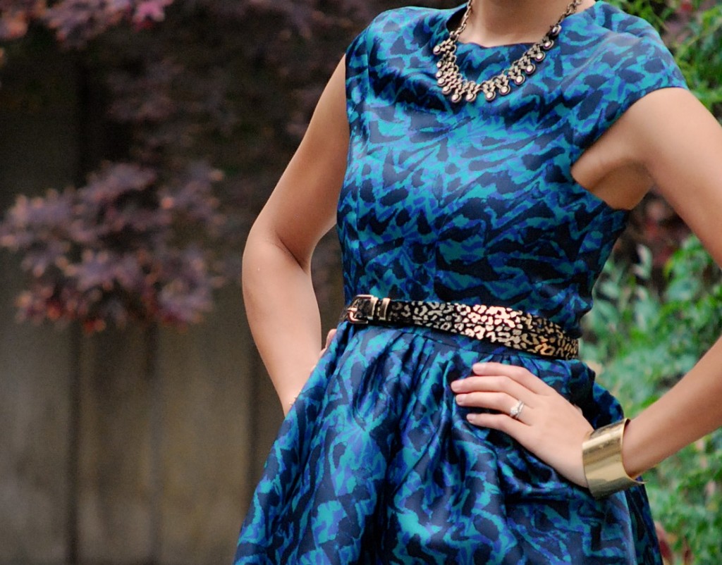 Abstract Print Silk Topshop Turquoise Tulip Dress