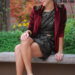 Sister Jane Studded Red Velvet Blazer with Leopard Print Dress