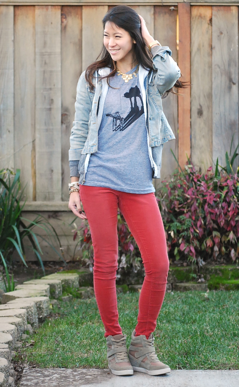 Girl and The Rhino AT-AT shirt and corduroy skinnies