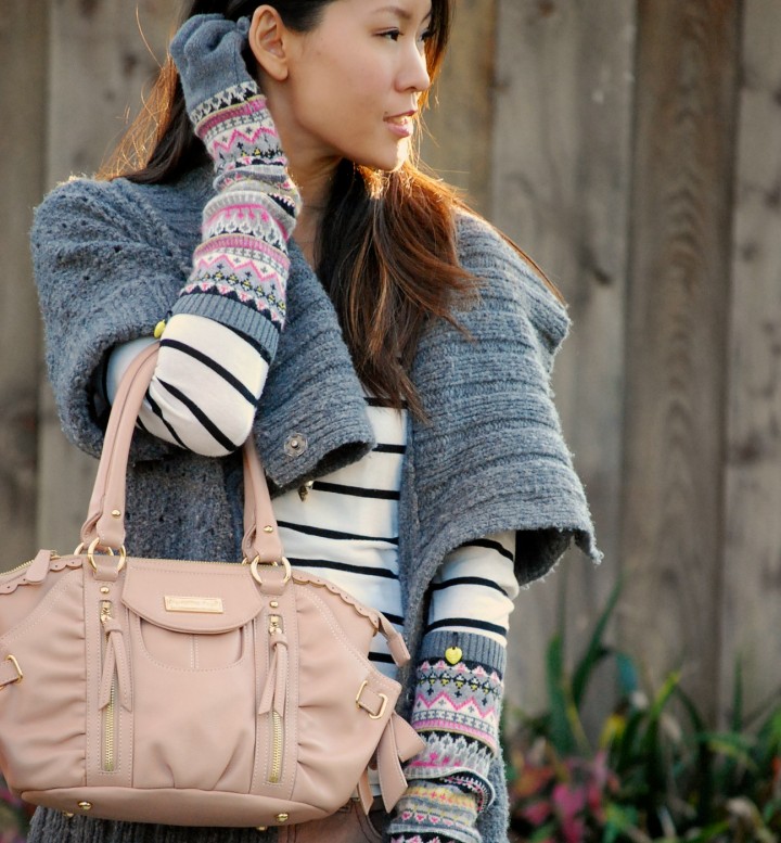 Juicy Couture Oversized Wrap Sweater, Fair Isle Texting Gloves and Samantha Vega Purse