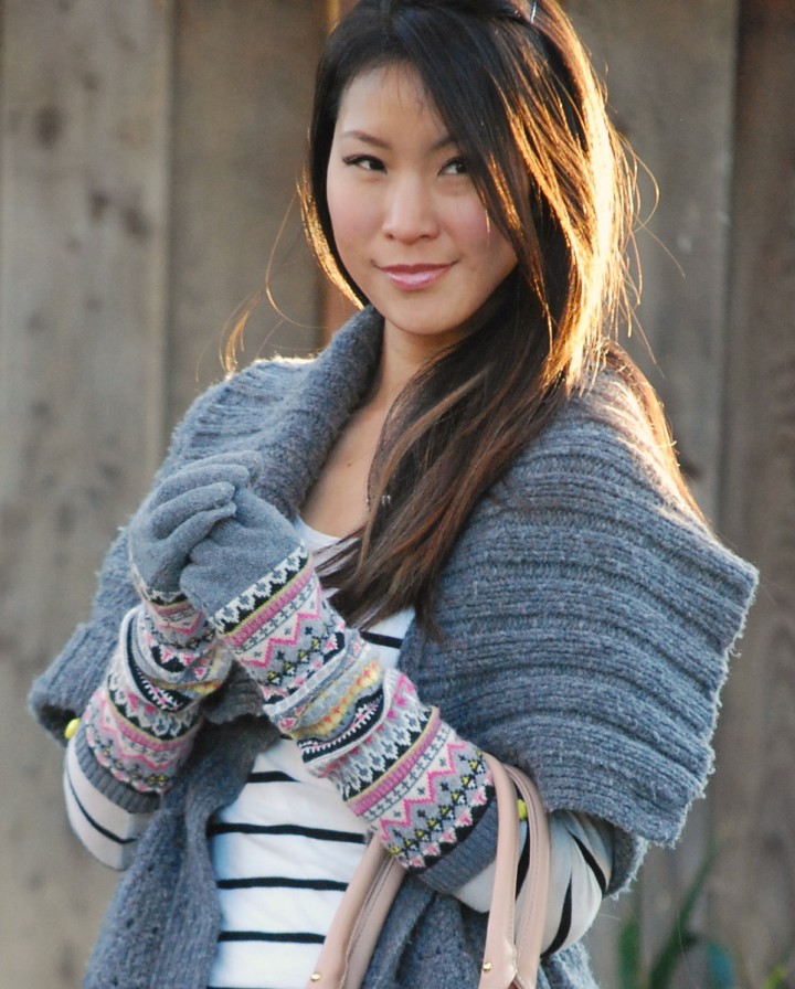 Juicy Couture Oversized Wrap Sweater, Fair Isle Texting Gloves