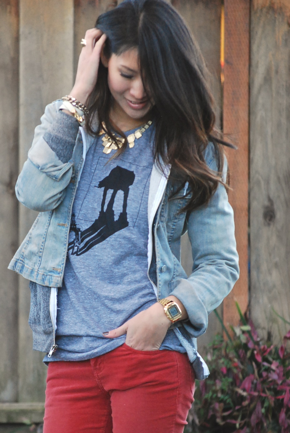 Girl and The Rhino AT-AT shirt and corduroy skinnies