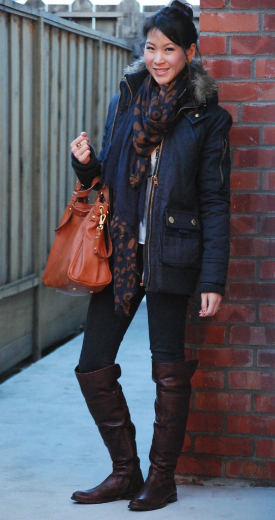 Superdry Patrol Bomber Jacket and Frye Shirley Over the Knee Boot