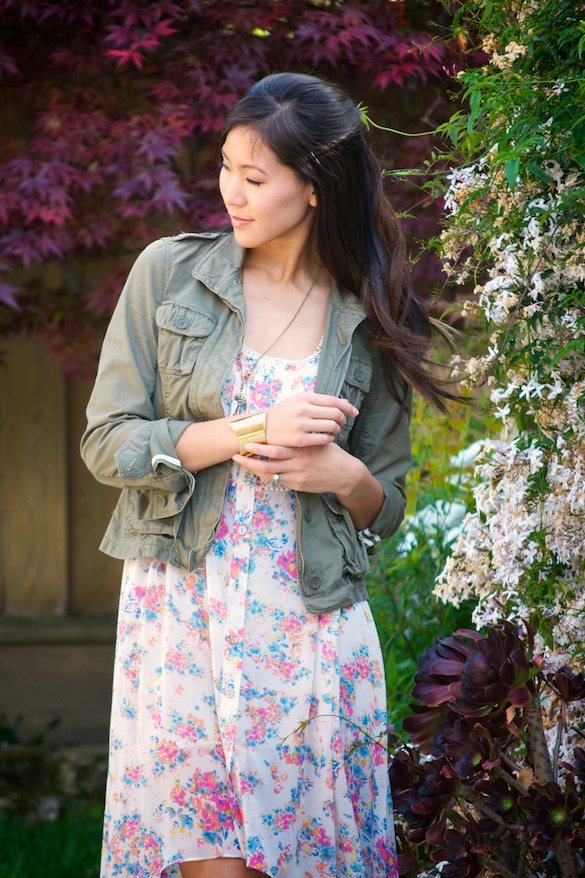 High Low Floral Dress with Tall Boots Outfit