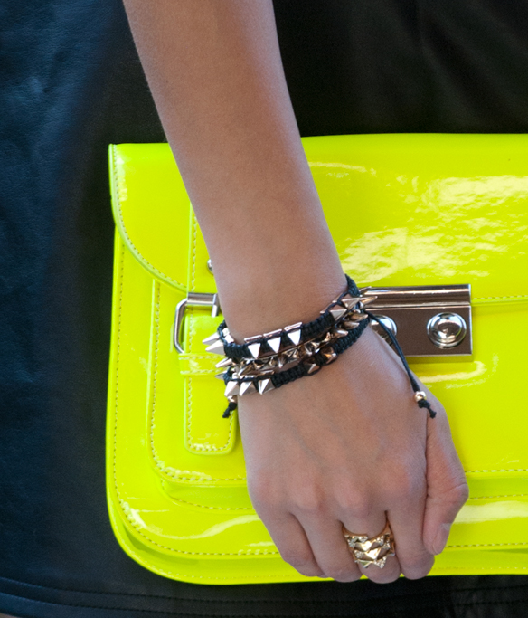 Neon Yellow Patent Faux Leather crossbody bag