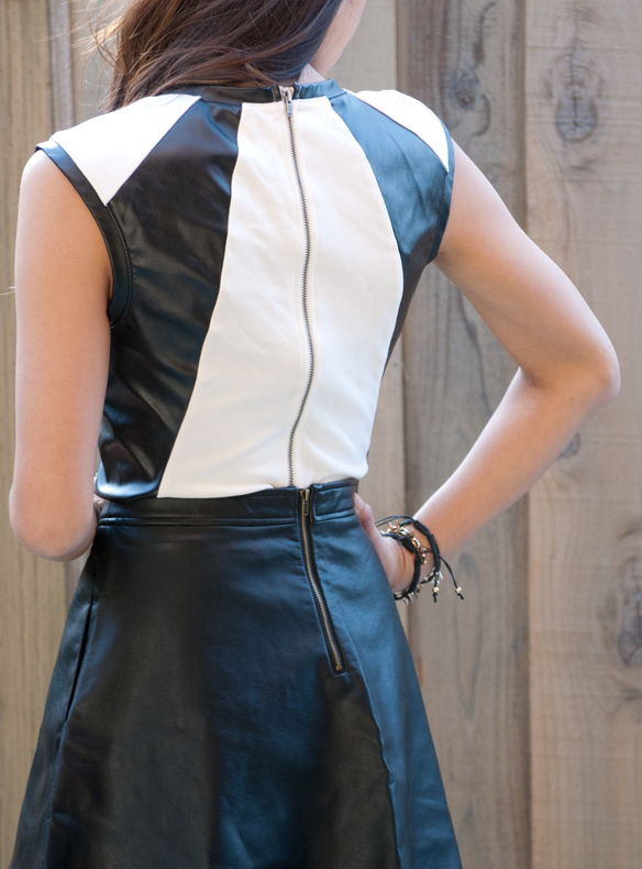 Faux Leather contrast top and Vegan leather circle skirt