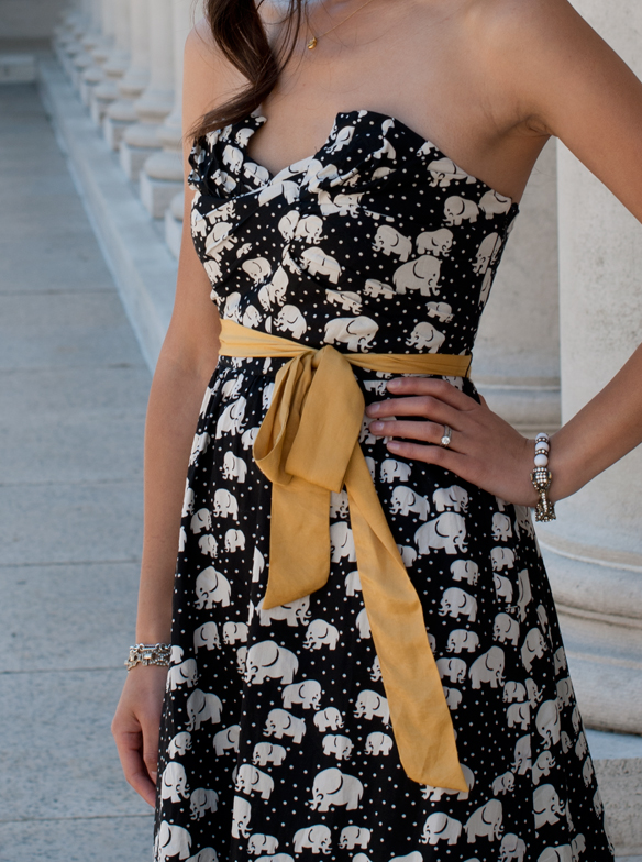 Elephant Print Strapless Dress