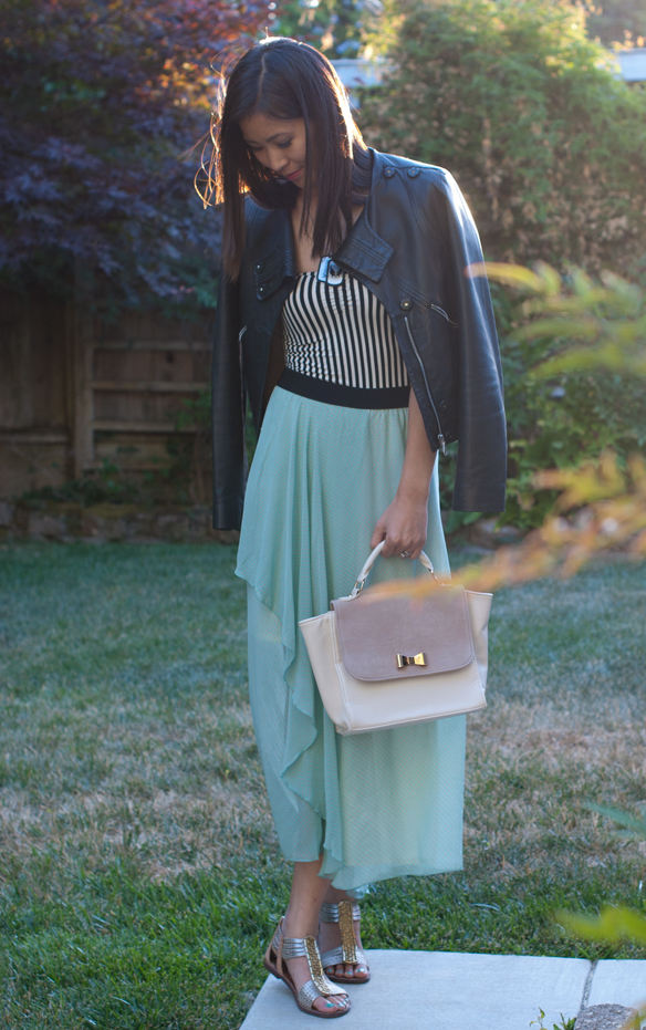 stripes and min maxi skirt