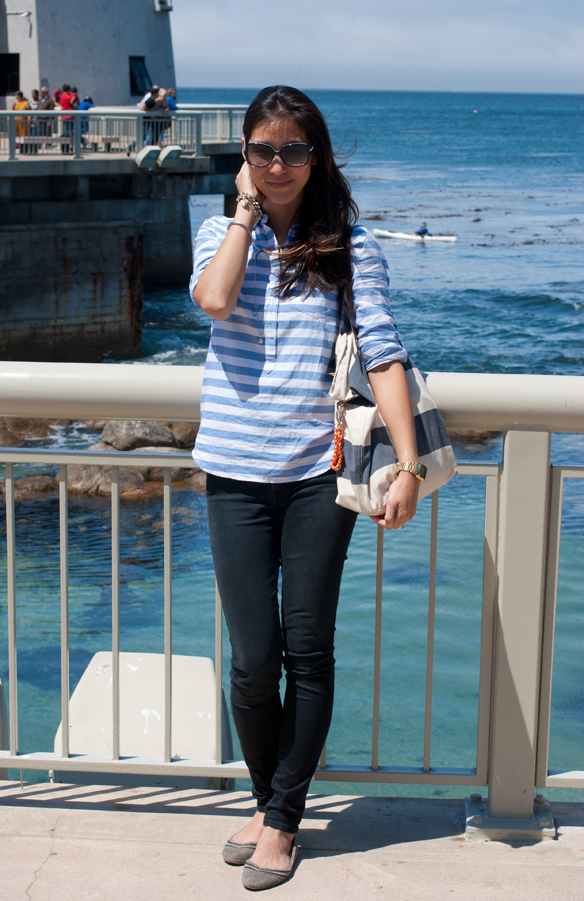 Jcrew Striped Tunic Shirt Monterey Bay Aquarium Outfit