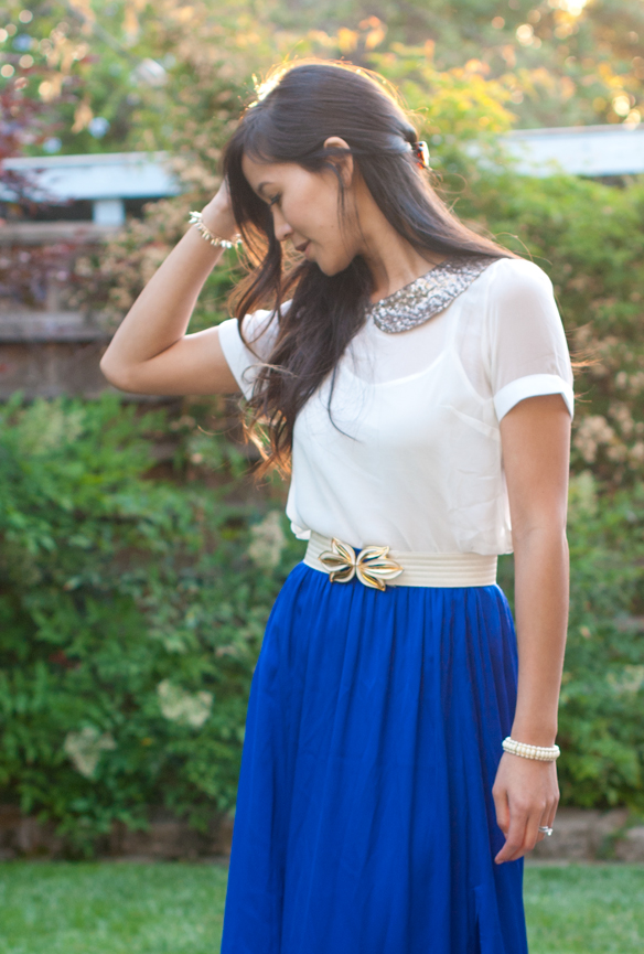 Rachel Zoe Vanessa Silk Skirt and Sequin Collar Blouse