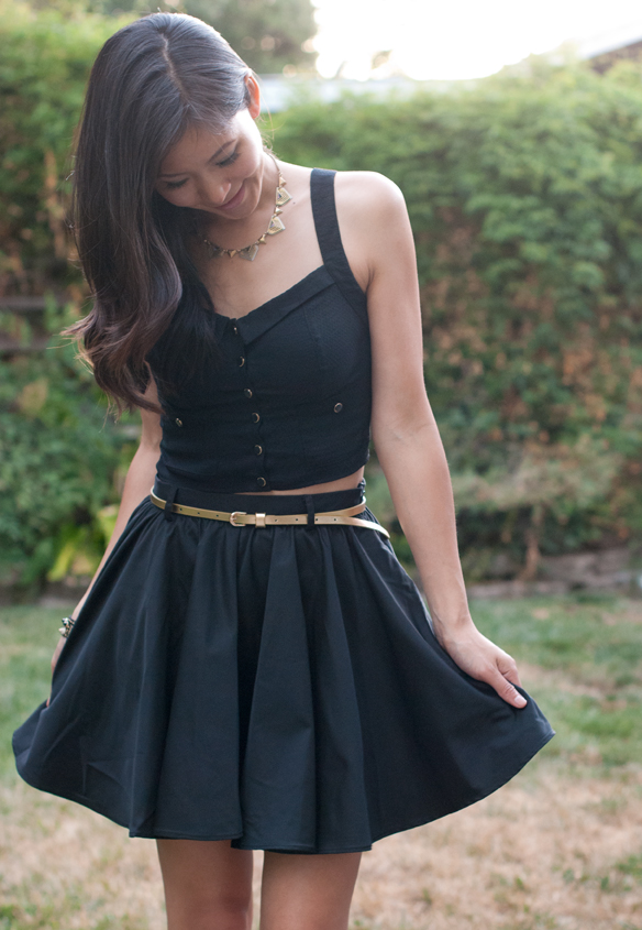 Topshop Crop top Flare skirt outfit