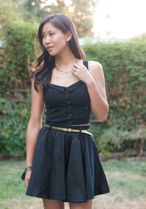 Topshop Crop top Flare skirt outfit