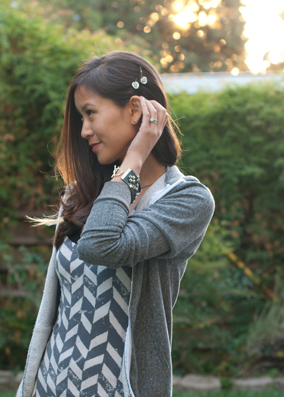 Alternative Print Maxi Dress and shark tooth necklace