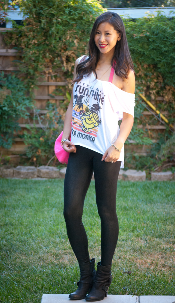 junk food clothing little miss sunshine top and neon pink tote