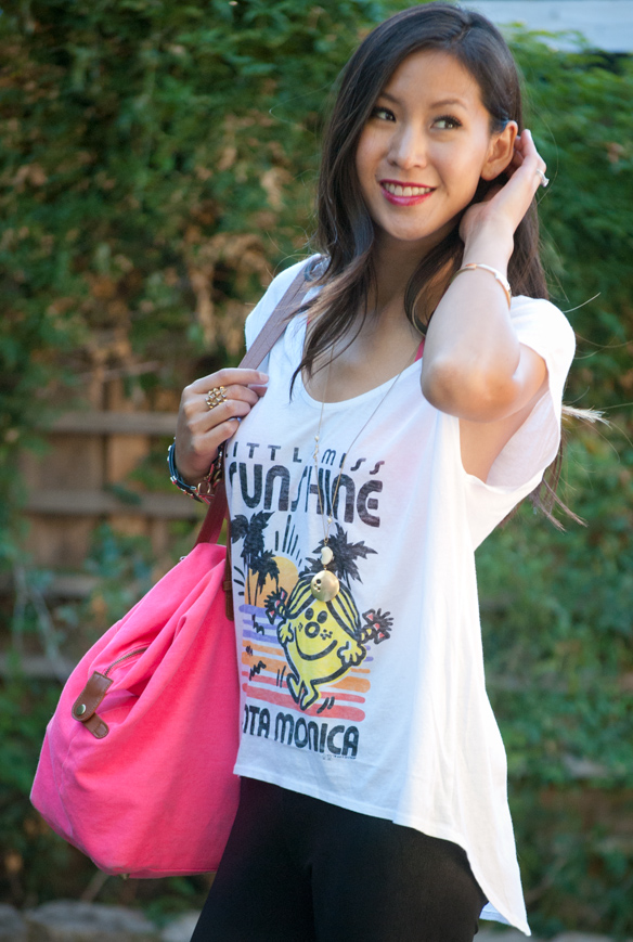 junk food clothing little miss sunshine top and neon pink tote