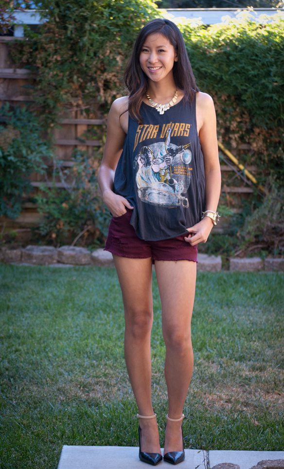 Junk Food Star wars tank top and cutoff shorts