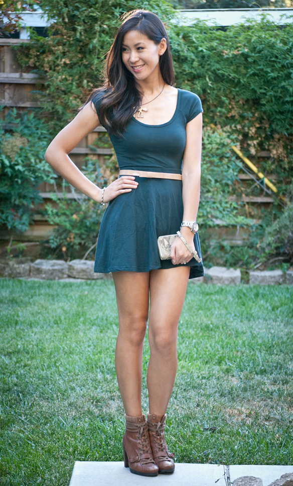 Brandy Melville Bethan Green Dress and Boots