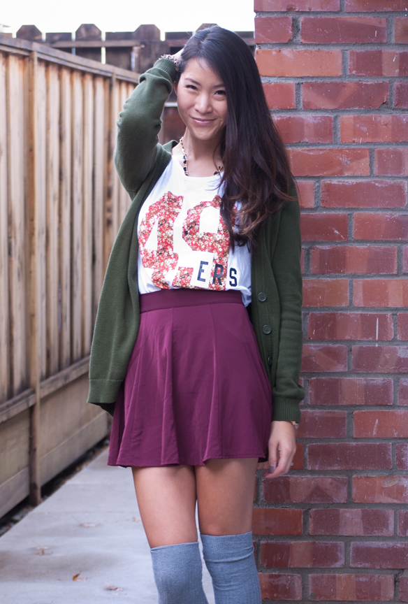 Junk Food 49ers shirt and skirt with knee high socks