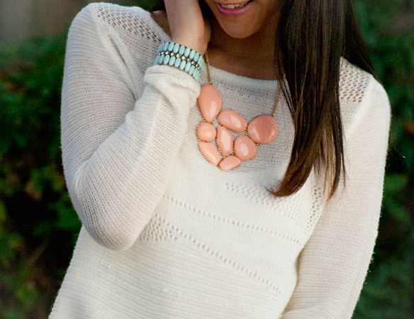 Beach Sweater with Statement Necklace