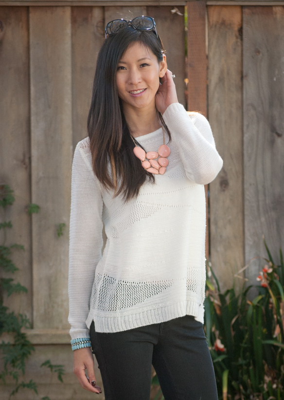 Beach Sweater and Level 99 Lily Crawford Distressed Jeans 