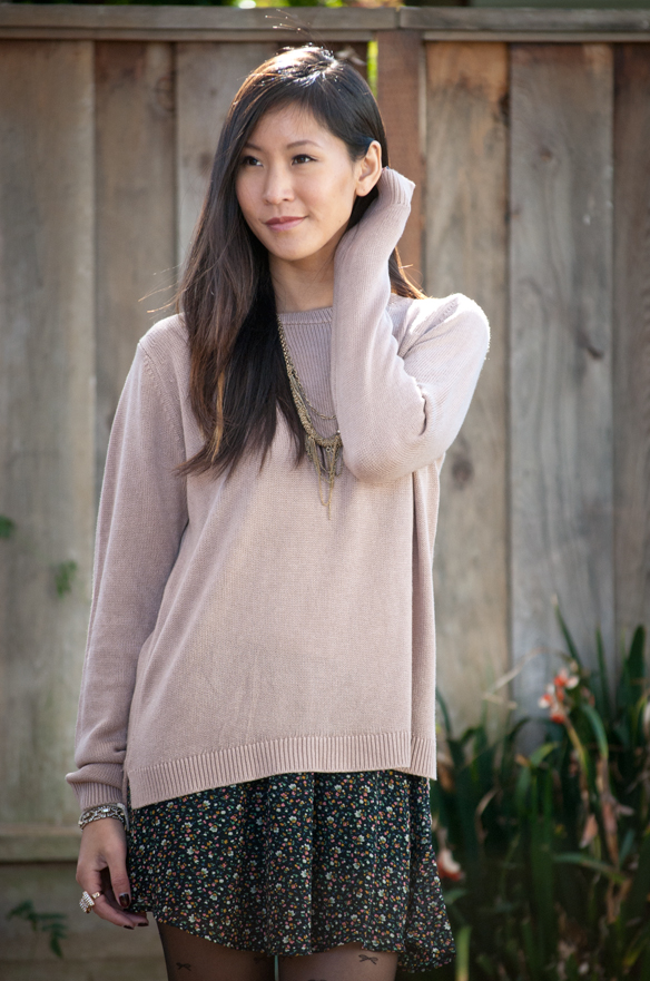 Brandy Melville Sweater and Floral Skirt